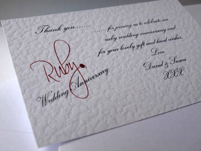 ruby wedding anniversary thank you