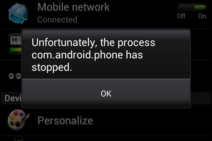 How to fix Unfortunately the process com.android.phone has Stopped on Android